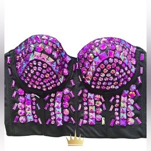 FANCYMAKE WOMENS BUSTIER CORSET, PURPLE/BLACK, size large